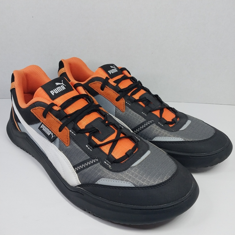 Puma DC Future Castlerock Men's Size 12 Orange Black White Athletic Sneakers